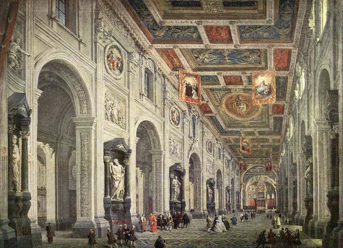 PANNINI, Giovanni Paolo Interior of the San Giovanni in Laterano in Rome Sweden oil painting art